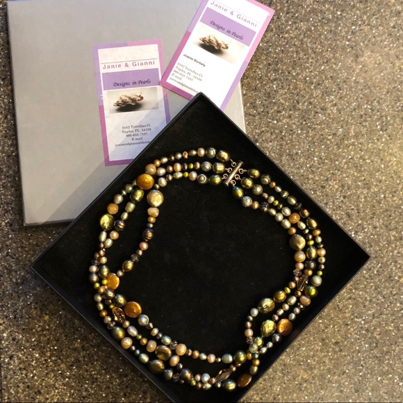 Janie & Gianni Jewelry - Designer Pearl Triple Strand Necklace Vintage NIB